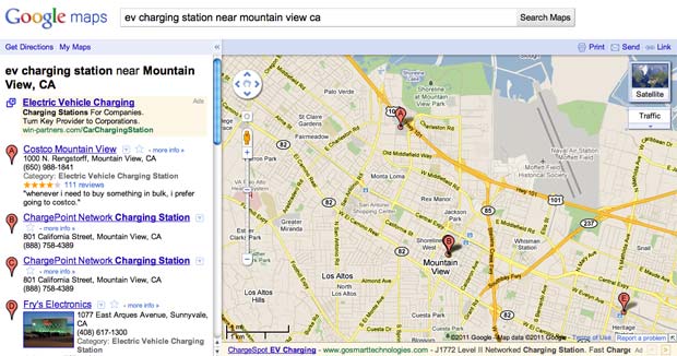Google Maps DOE Teams with Google on Electric Cars