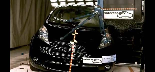 Leaf Crash s Nissan LEAF Gets 5 Star NHTSA Safety Rating [videos]