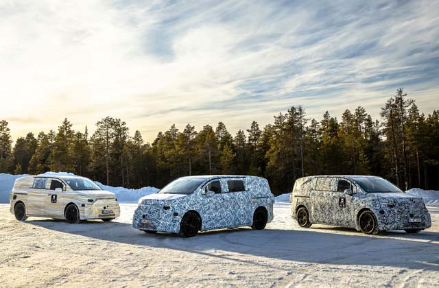 The new Mercedes-Benz electric MPV undergoes final winter testing in Sweden