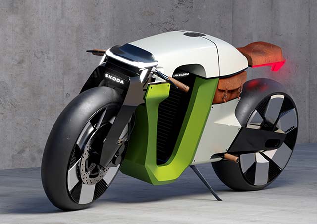Skoda Slavia B reimagined as an electric café racer